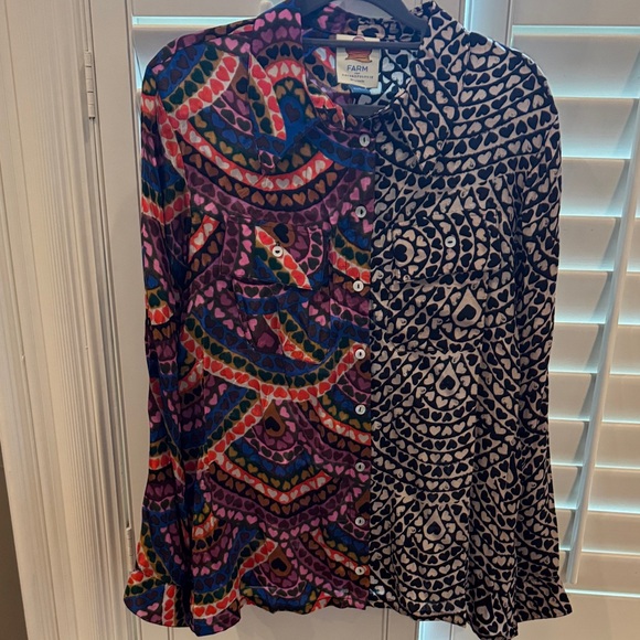 Farm Rio for Anthropologie Multicolor Patterned Blouse - Picture 1 of 4